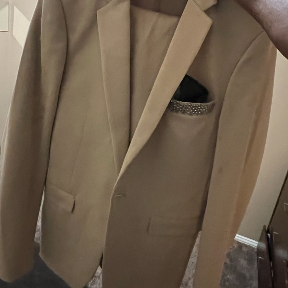 Shinny Vested Regular Fit Suit, Beige